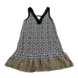 Hazel Anthrpologie Sleeveless Shift Dress Bohemian Print Flowy Size Medium Women
